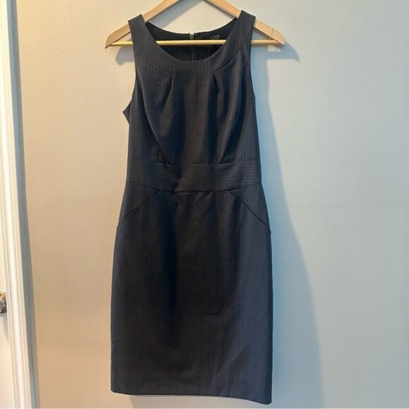 J.Crew Navy Gray Pinstripe Sleeveless Sheath Dress Size 2 NWT - Picture 3 of 13